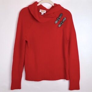 Talbots Sweater Size SP Red Lambswool Angora Rabbit Buckles Shawl Collar VTG